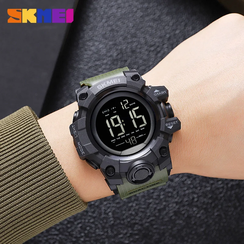 SKMEI 2Time Digital Watch Waterproof Sport Mens Wristwatch Chronograph Stopwatch with Date Original Brand Electronic Clock