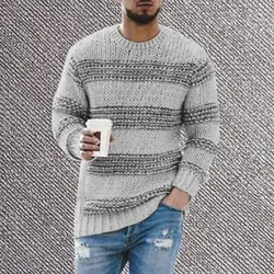 Knitted Sweater Fashion Lightweight Men Sweater O Neck Stretchy Knitted Pullover Sweater for Daily Wear