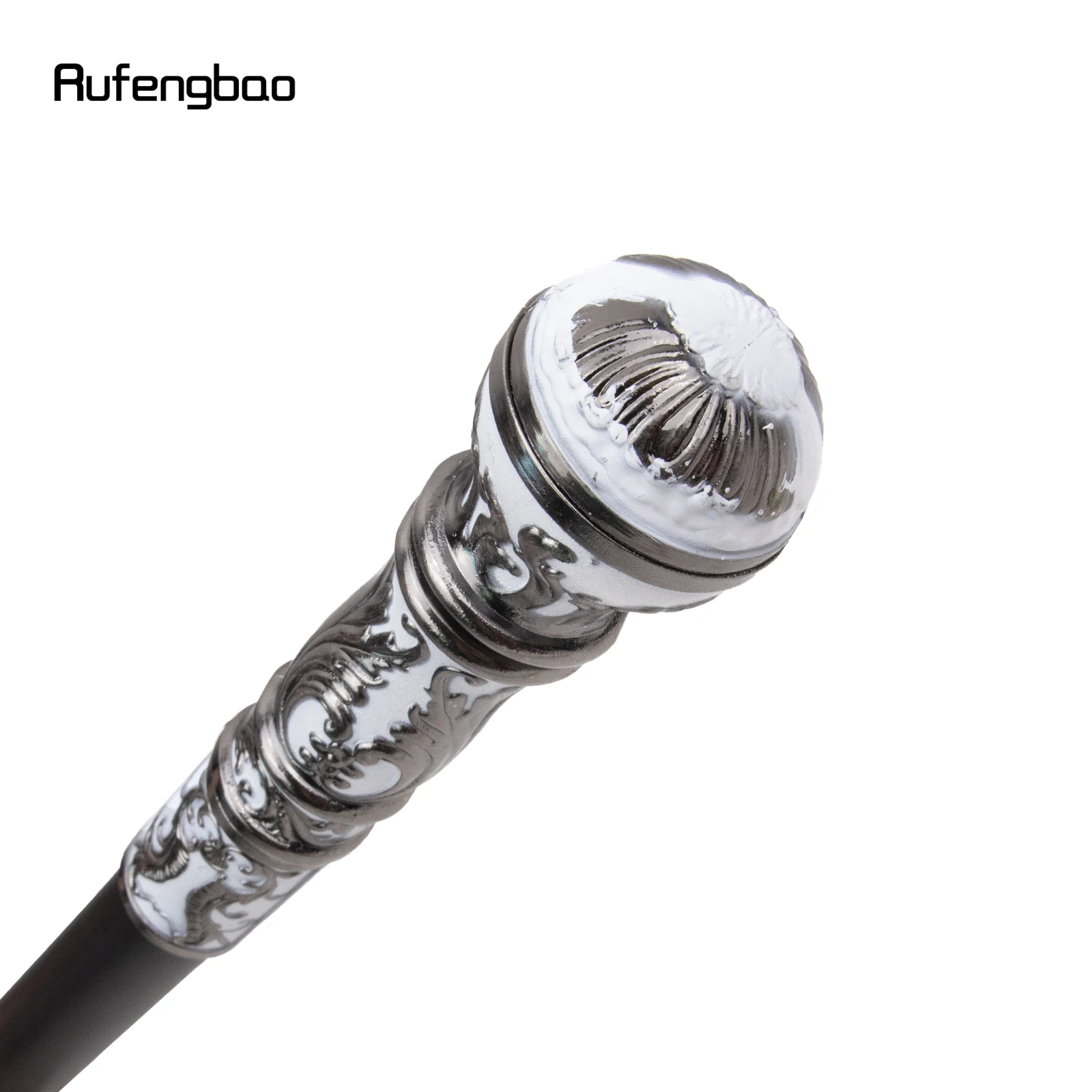 Silver White Luxury Round Handle Fashion Walking Stick for Party Decorative Walking Cane Elegant Crosier Knob Walking Stick 93cm