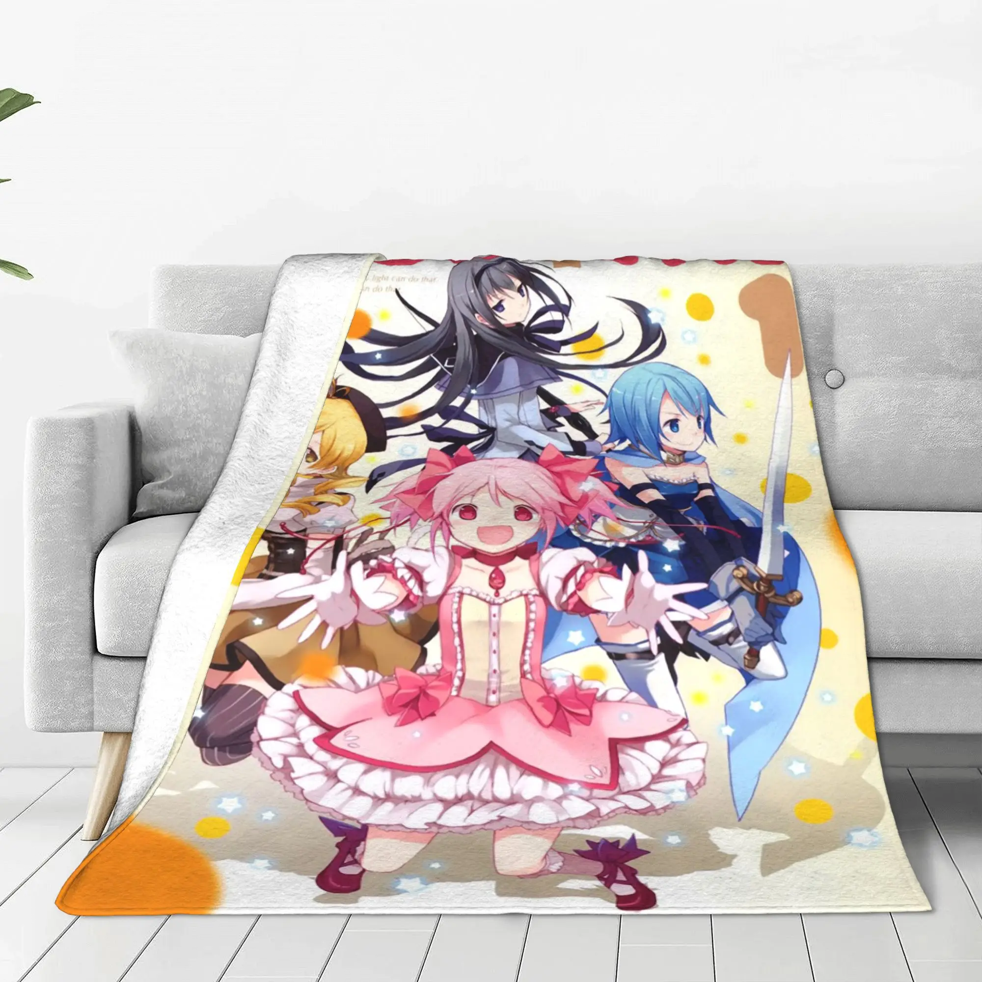 Mahou Shoujo Puella Magi Madoka Magica Blankets Coral Fleece Plush Anime Magical Girl Soft Throw Blanket for Home Bedspreads