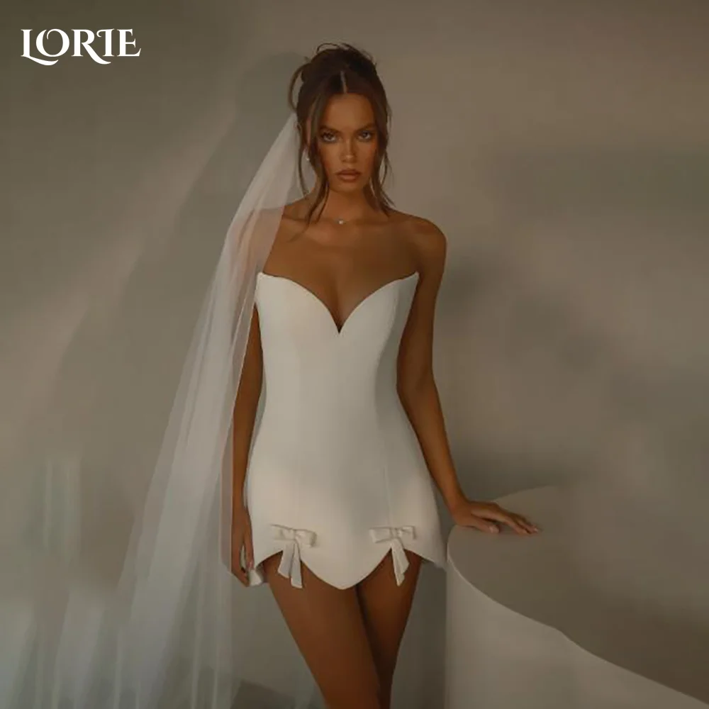 

LORIE Vintage Short Wedding Dress Ruffle Pleats Backless Sexy Sweetheart Corset Mini Bridal Gown Princess Bride Gowns Customized