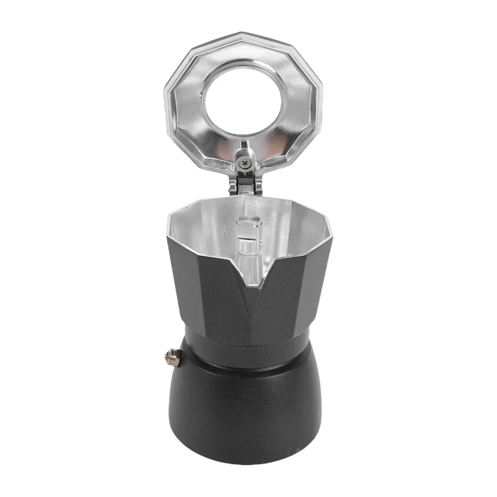 Aluminum Alloy Stovetop Coffee Maker 2 Cup Capacity Double Valves Stovetop Espresso Maker High Pressure Extraction 100ml Volume