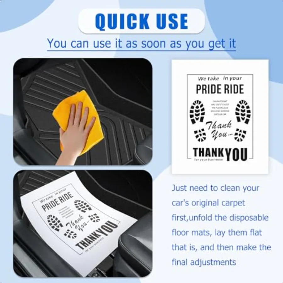 12PCS Paper Floor Mats for CarsThickened Papers Mat for Car Detailing with Thoughtful Slogans Cute Patterns Universal  Car Floo