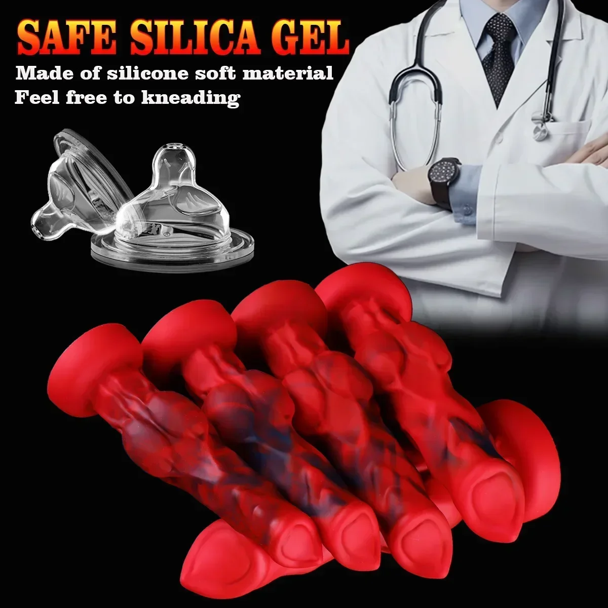 Wolf Dog Monster Dildo & Butt Plug - سدادة شرجية بعقدة كبيرة، لعبة استمناء دسار شرجي للنساء والرجال والمثليين 18+ #4