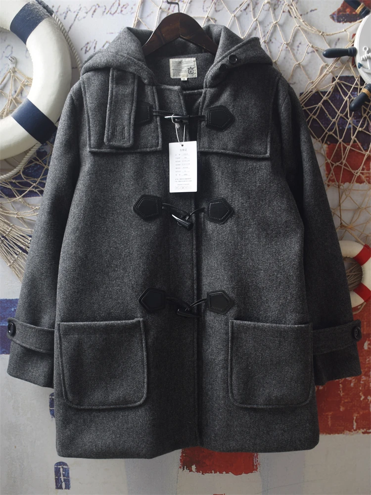 

[Ready Stock] High Quality Women Wollen Coat Jacket Medium and Long Hooded Woolen Coat Jackets Small Quilted Coat