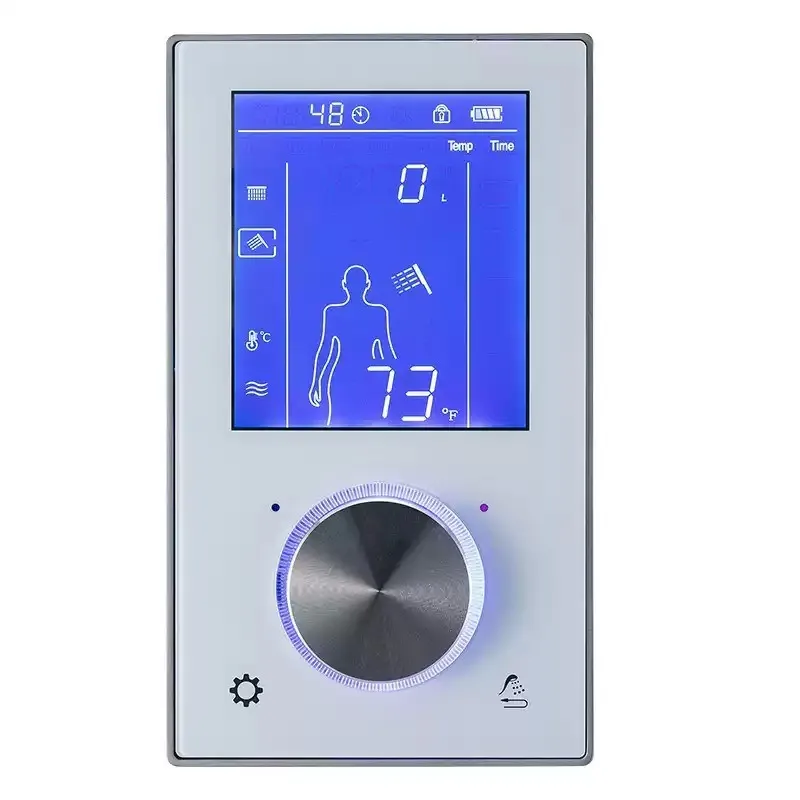 Intelligent touch-screen temperature-controlled shower valve bathing set - Function, flow, temperature control system with panel image 6