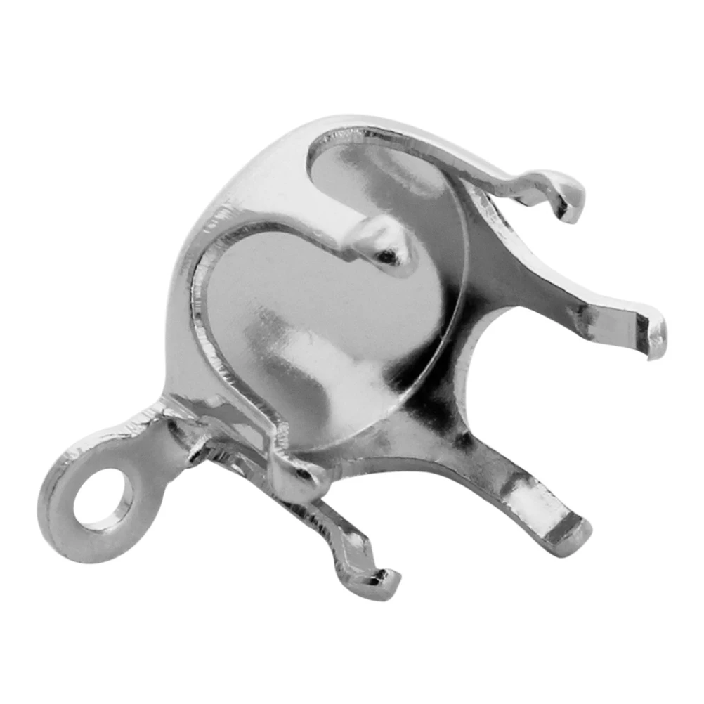 

100 Pcs Bottom Bracket Round Pendant Accessories Key Silver DIY Jewelry Accessory