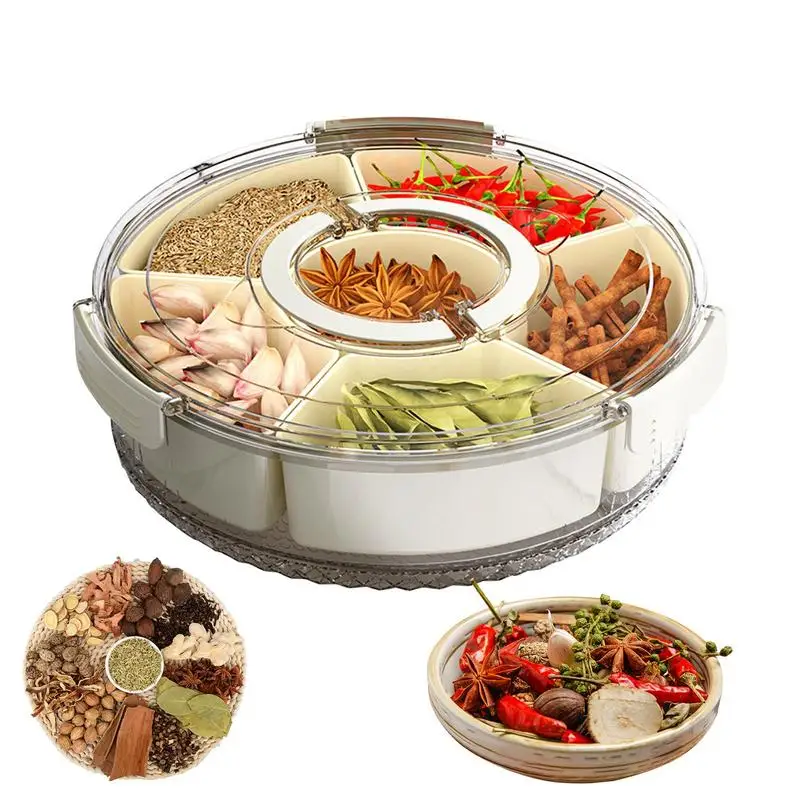 6 Compartments Snack Tray With Lid Portable Snack Box Divided Serving Tray Food Container For Storing Biscuits Candy Fruits Nuts