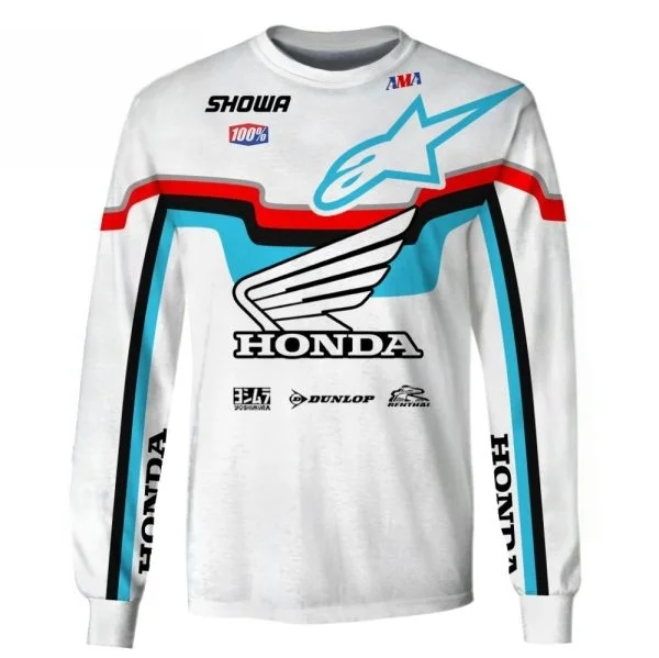 

Honda Motocross Long Sleeve Men's T-Shirt #18 Jett Lawrence Quick Drying Breathable Gear Off-Road Riders Mountain Bikers Jersey