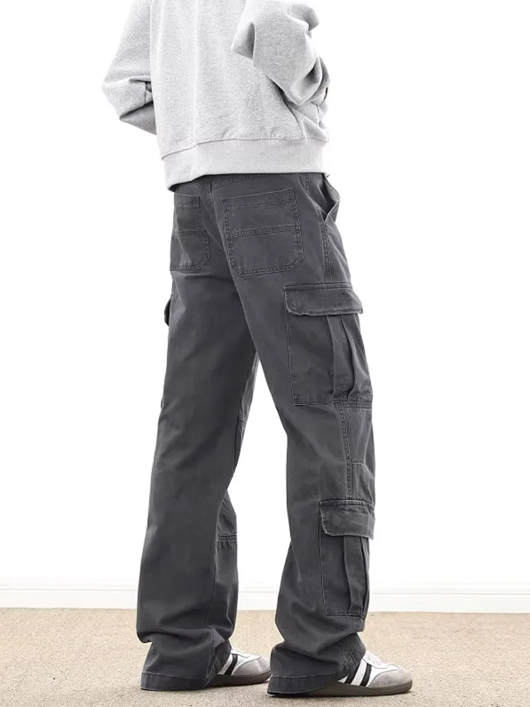 

Retro American Vibe Waed Canvas Trousers Loose Straight Leg Autumn Winter Men's Workwear Pants Youthful Energy Sle