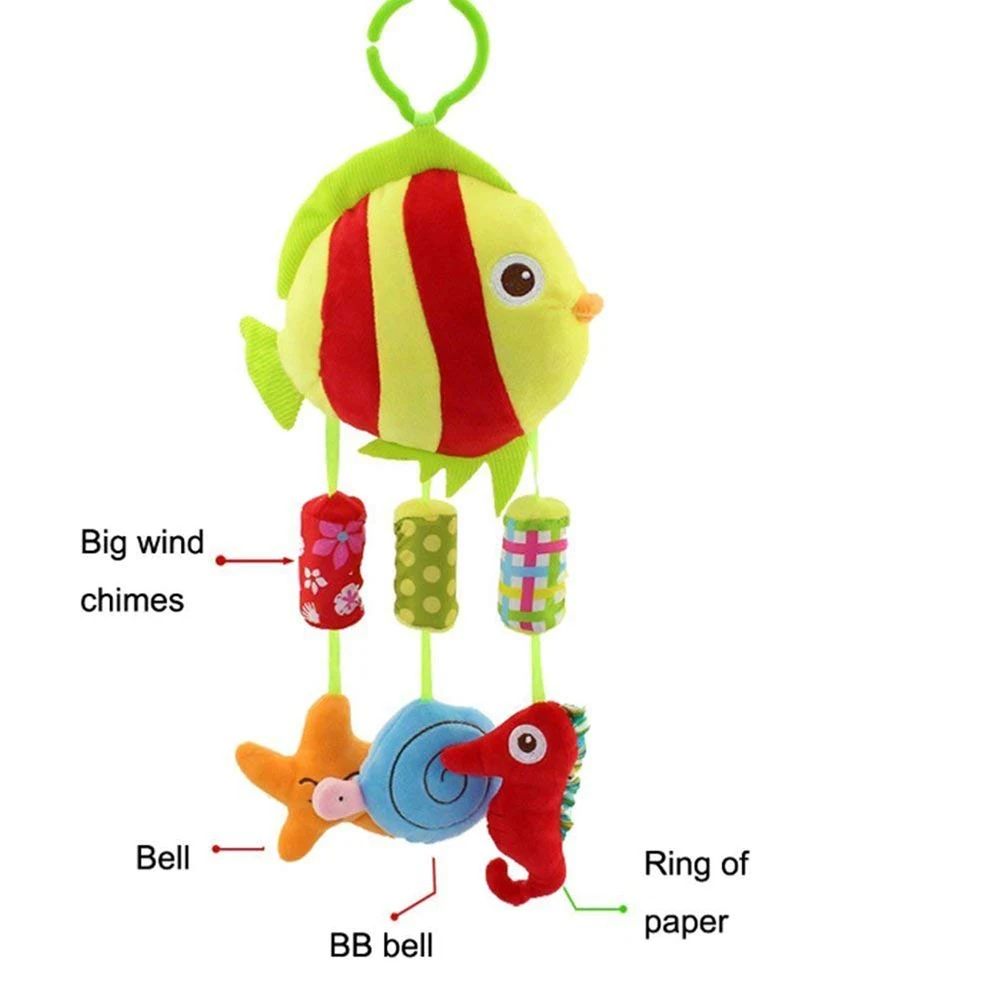 Zabawki dla dzieci dla 3 6 9 12 miesięcy wiszące sowy grzechotki wózek ruchome słoń ryby pluszowe miękkie grzechotki dla chłopców dziewczyny prezent na Boże Narodzenie