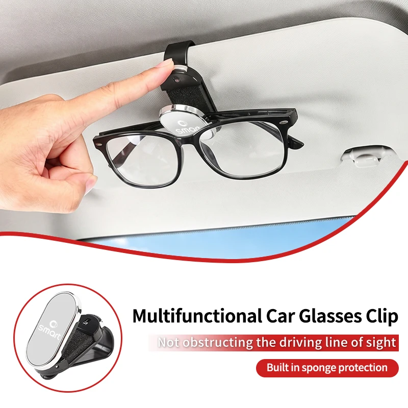 Car Sunglasses Clip Sun Visor ABS Plastic Glasses Holder Auto Accessories For Smart Fortwo 451 450 453 Forfour EQ Cabrio 4