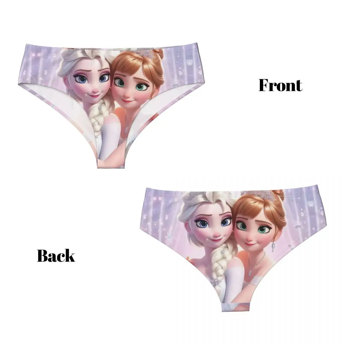 Custom Womens Frozen Plush Elsa Anna Princess Best Friend Brief Panties Female Stretch Underwear Underpants