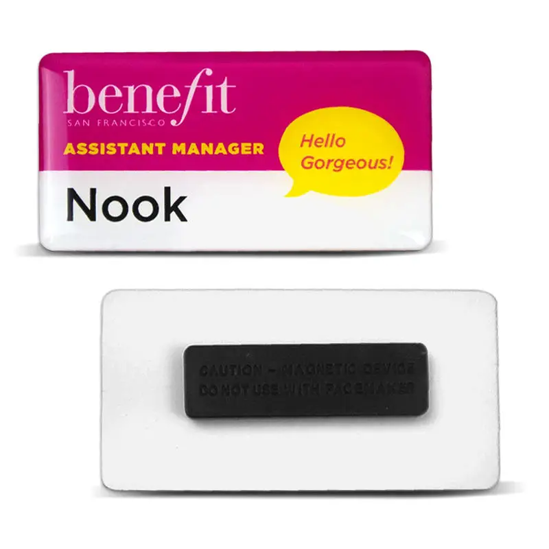 Factory Custom ACRYLIC Magnetic Staff Name Badge Color Printed Logo Tag Lightweight PLASTIC Material Hotel Retail Restaurant Use