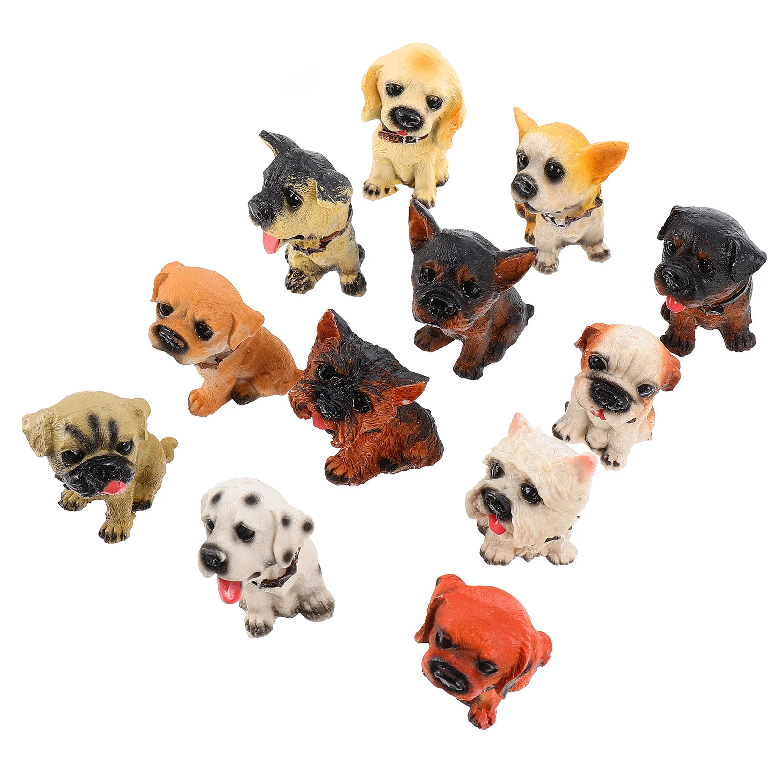 

12Pcs Dog Figurines Realistic Creative Resin Desktop Ornament Puppy Shape Figurines Playset Decoration for Home Office
