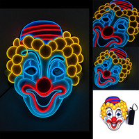 Colorful Luminous Funny Face Mask LED Light Up Horror Clown Masks For Halloween Full Face Neon Glowing Party Mask Supplies