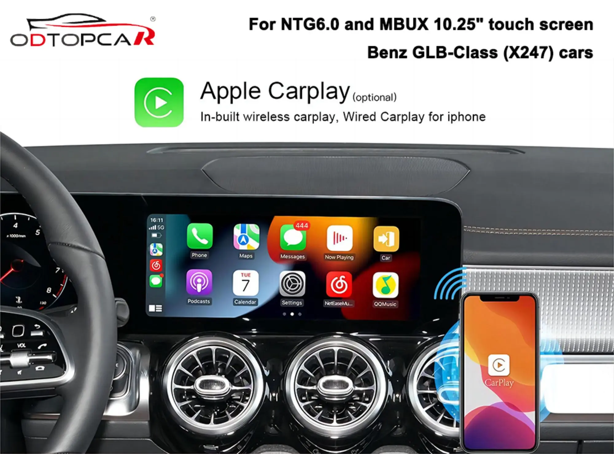 

Wireless Car Play Adapter for Mercedes GLB X247 MBUX NTG 6.0 Android Auto Upgrade Android 13 Ai BOX 12.3 inch Touch Screen