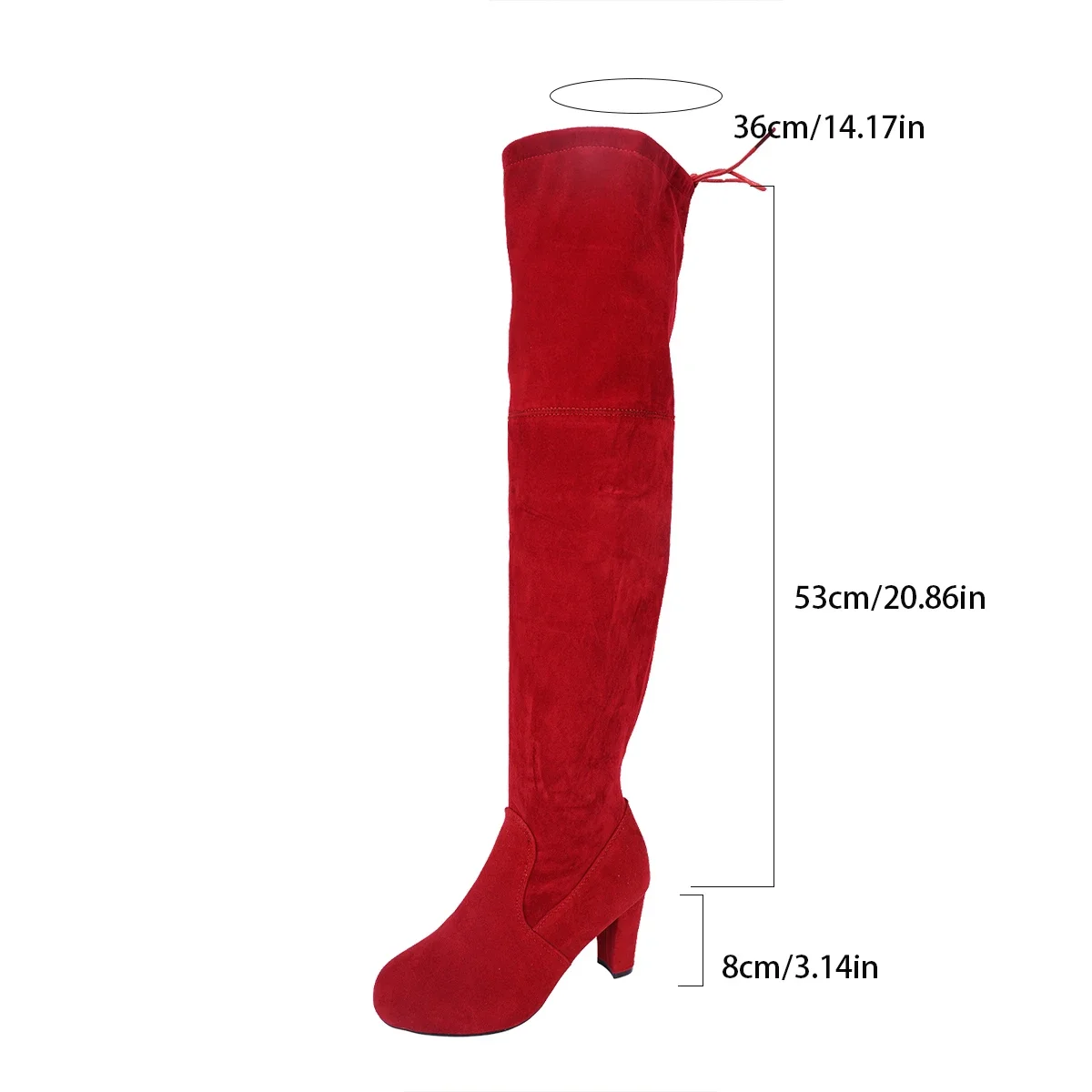 Winterliche europäisch-amerikanische neue Damen-Overknee-Stiefel mit hohem Absatz, rundem Schaft und Schnürung – modische, sexy Stiefel für Nachtclub-Partys und moderne Anlässe – Detail 7