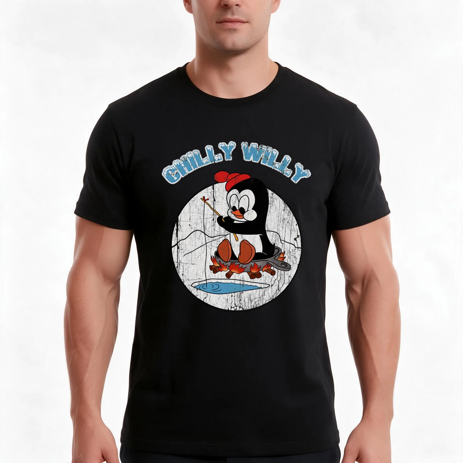 Chilly Willy T-Shirt Summer Casual Cotton Tee Oversized Streetwear Tops Vintage Graphic Print Loose Fit Short Sleeve