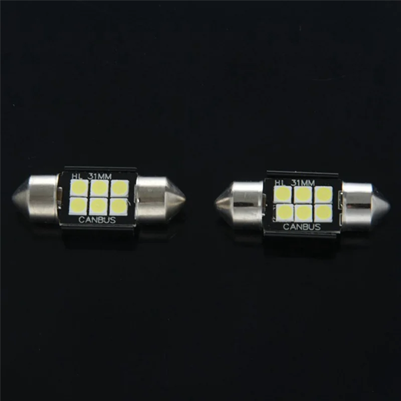 400 Lumens LED Bulbs for Interior Car Lights License Plate Dome Map Door Courtesy 31Mm Festoon De3175 6428 Xenon White image 6