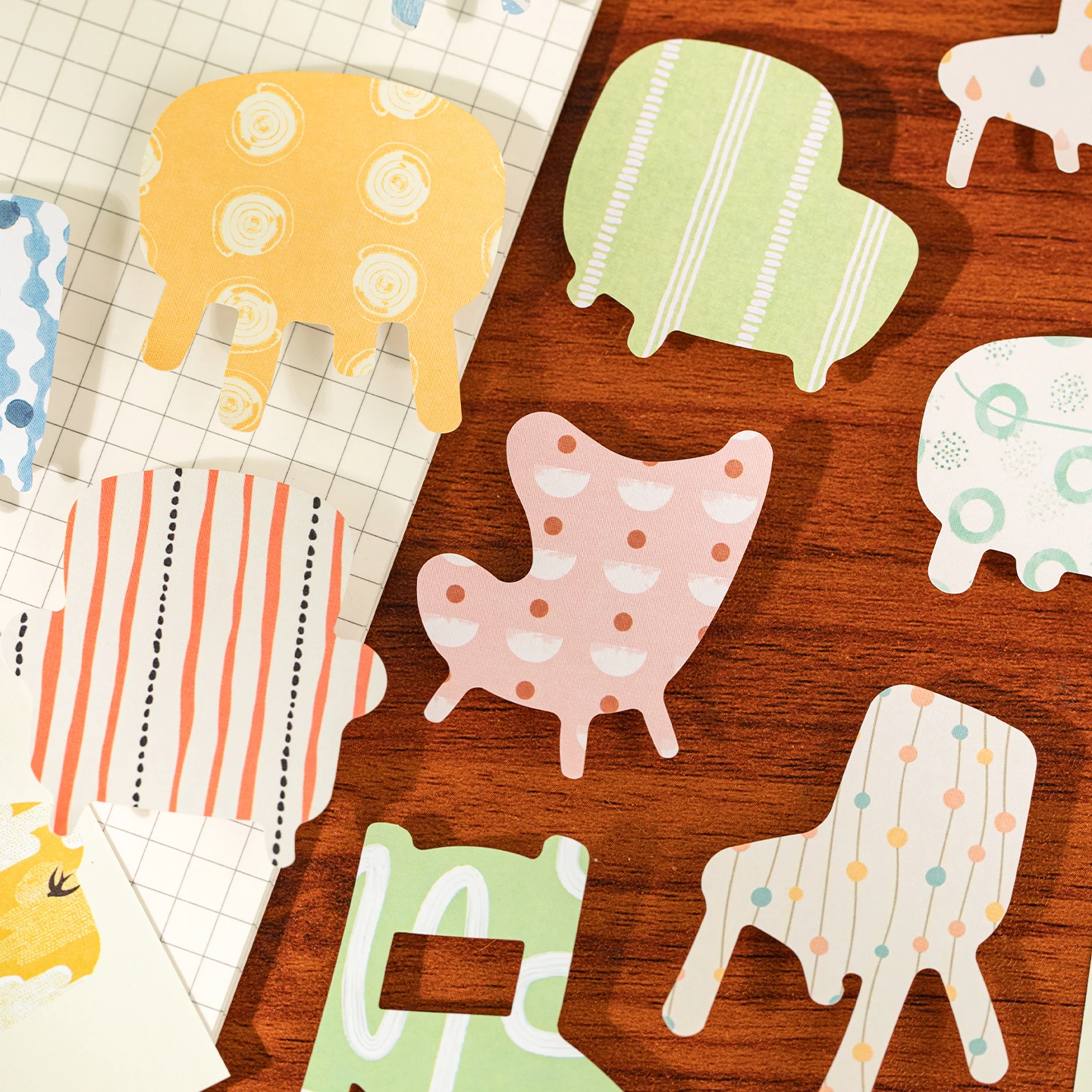 30 Sheets Writable Decor Paper Notepad, Japanese Minimalist Cute Household‑shape Sticker Paper for Junk Journal DIY Layout
