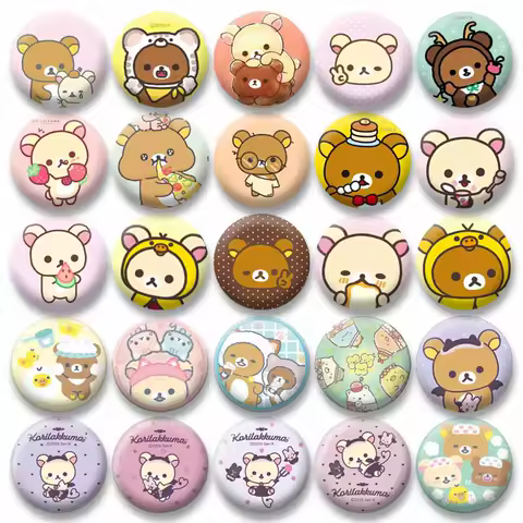 Cute Rilakkuma Bear Coin Badge Funny Cartoon Animal Enamel Pins Custom Backpack Clothing Brooch Accessories Jewelry Wholesale