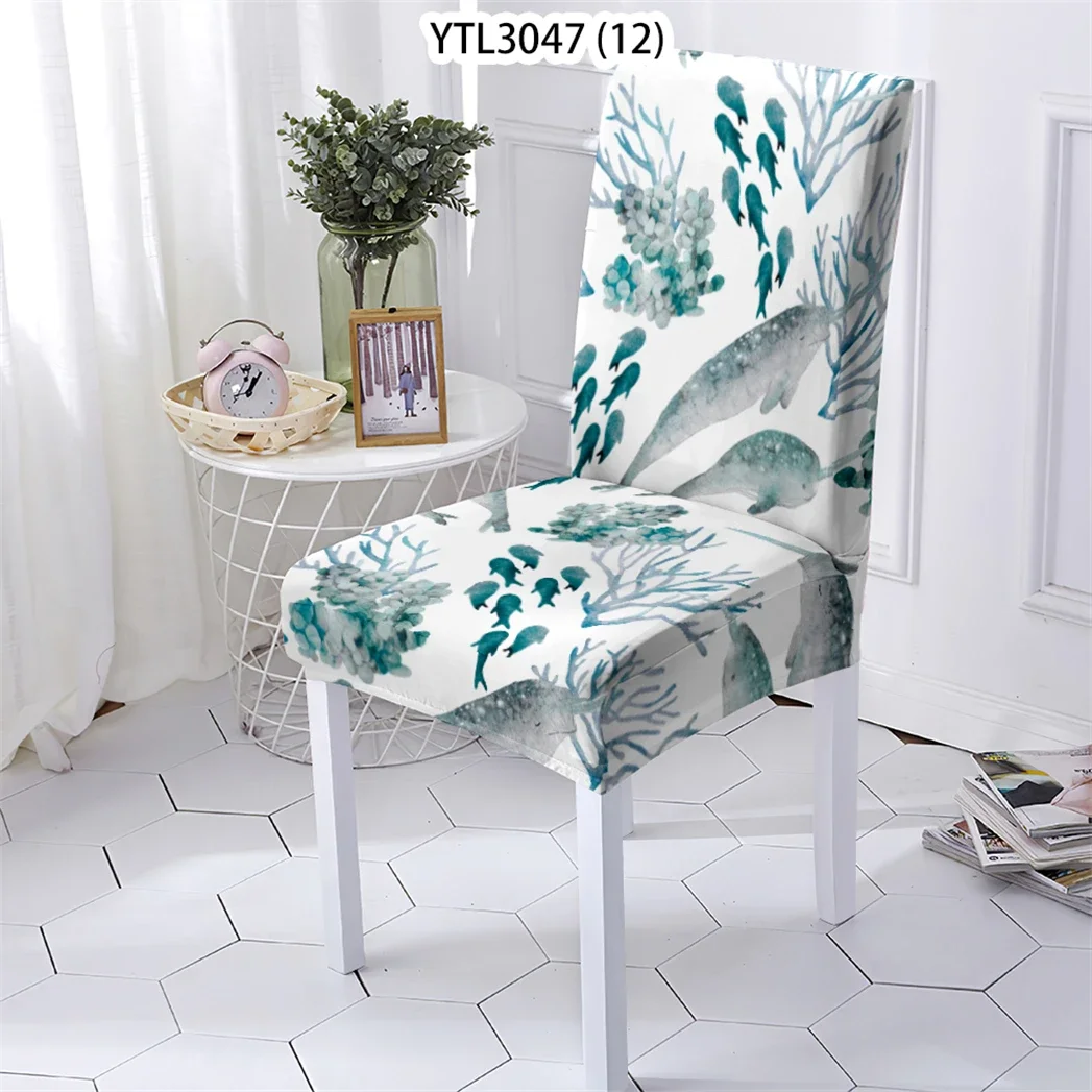Ocean Animal Style Office Chair Cover Stretch Chairs Covers Kitchen Chair Cover Plant Coral Pattern Chairs Case Home Stuhlbezug
