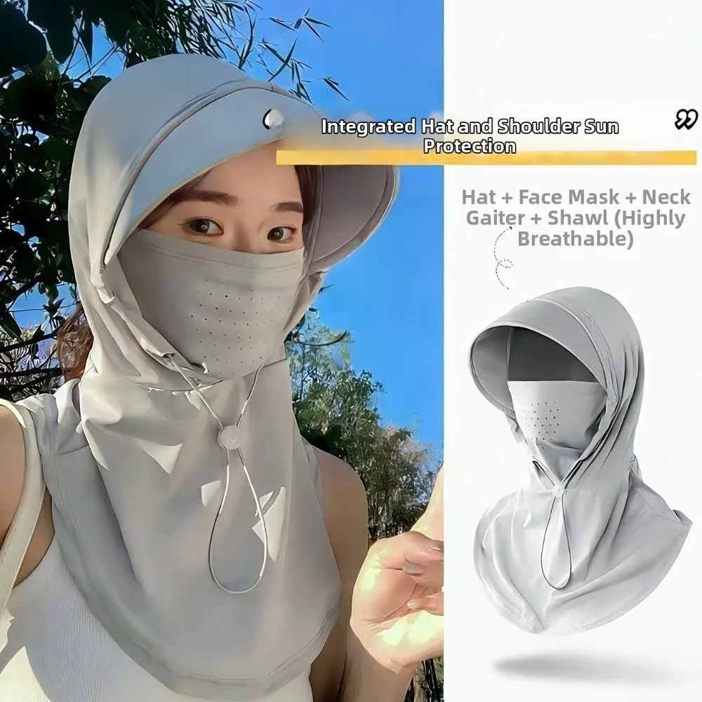 

Adjustable Balaclava Hat Dual Use Elastic Cycling Sun Protection Mask Ice Silk Visor Hat Sunscreen Full Face Cover Unisex