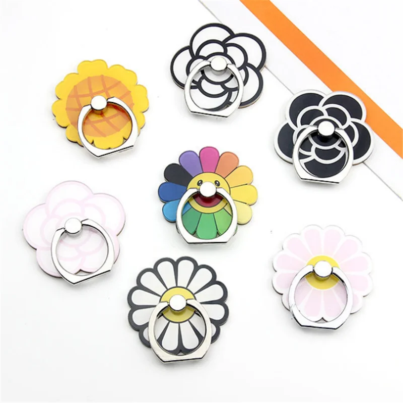 Flower Clover Rose Finger Ring Smartphone Stand Holder Phone Holder Stand For iPhone 14 Xiaomi Acrylic Reusable All Smart Phone