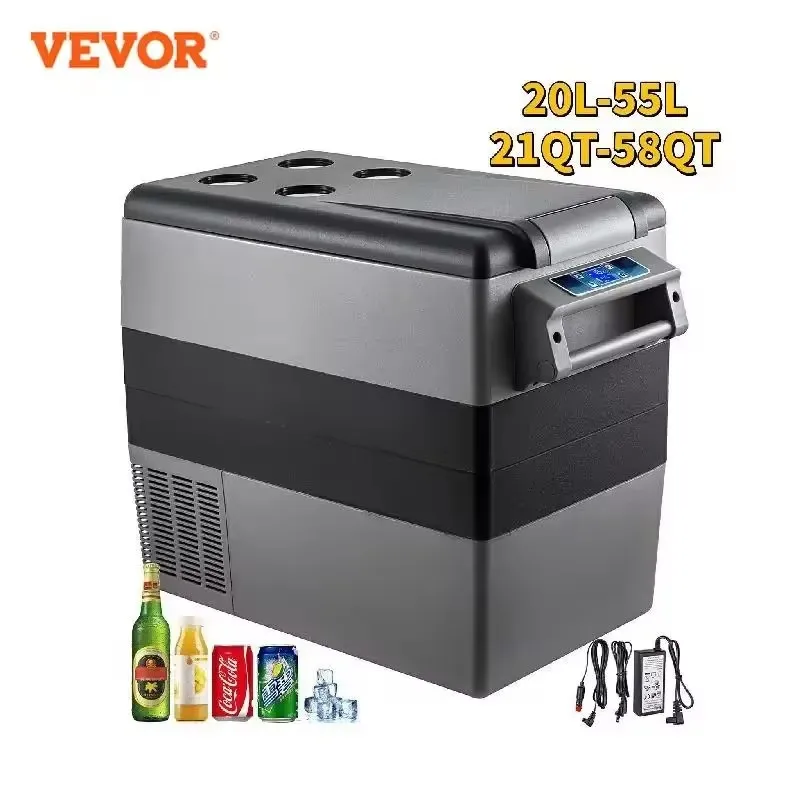 VEVOR Fridge Car Mini Refrigerator 15-55L Freezer Portable Compressor Cooler 12/24V DC 110-240V Ice Box For Driving Camping Picn