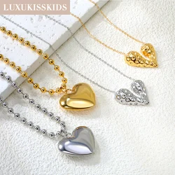 LUXUKISSKIDS New Punk Big Love Heart Pendant Necklace for Women/Girls Beads Chains String Choker Couple Clavicle Collier Jewelry