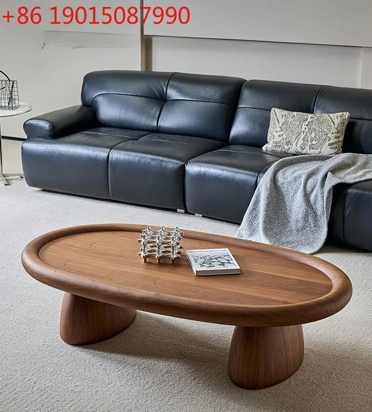 

Итальянский минималистичный овальный журнальный столик из черного ореха для гостиной, современный простой легкий роскошный журнальный столик высокого класса