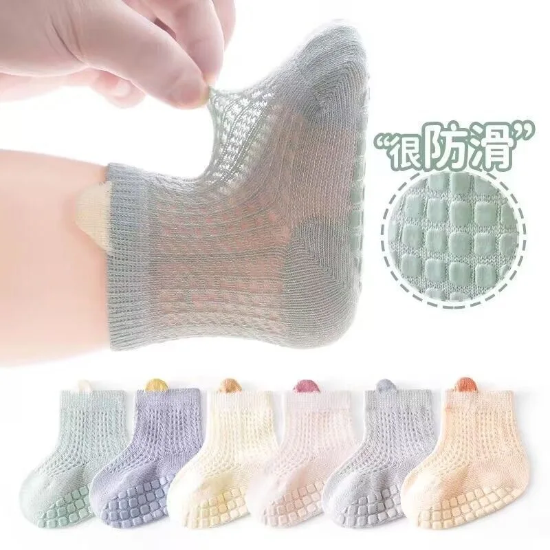 Girl Boy Baby Floor Socks Spring and Summer Non-slip Breathable Mesh Socks Baby Children Summer Cotton Cool Socks Toddler Cute