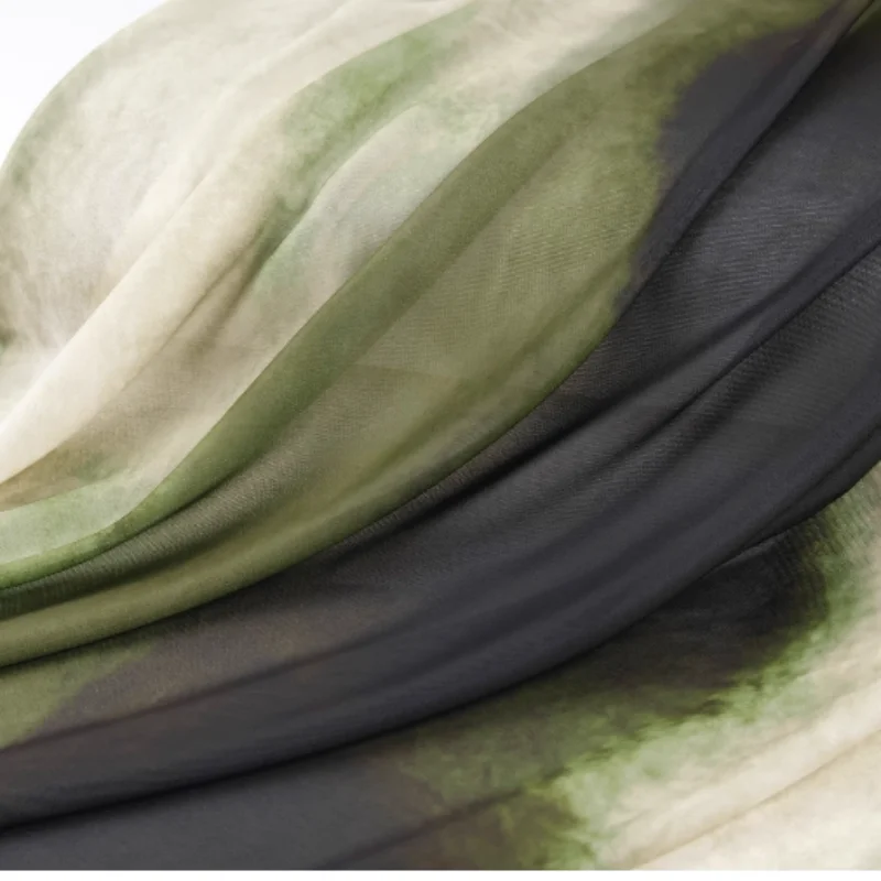 

Semi-permeable elastic green gradient fabric for design dress cheongsam diy fabric