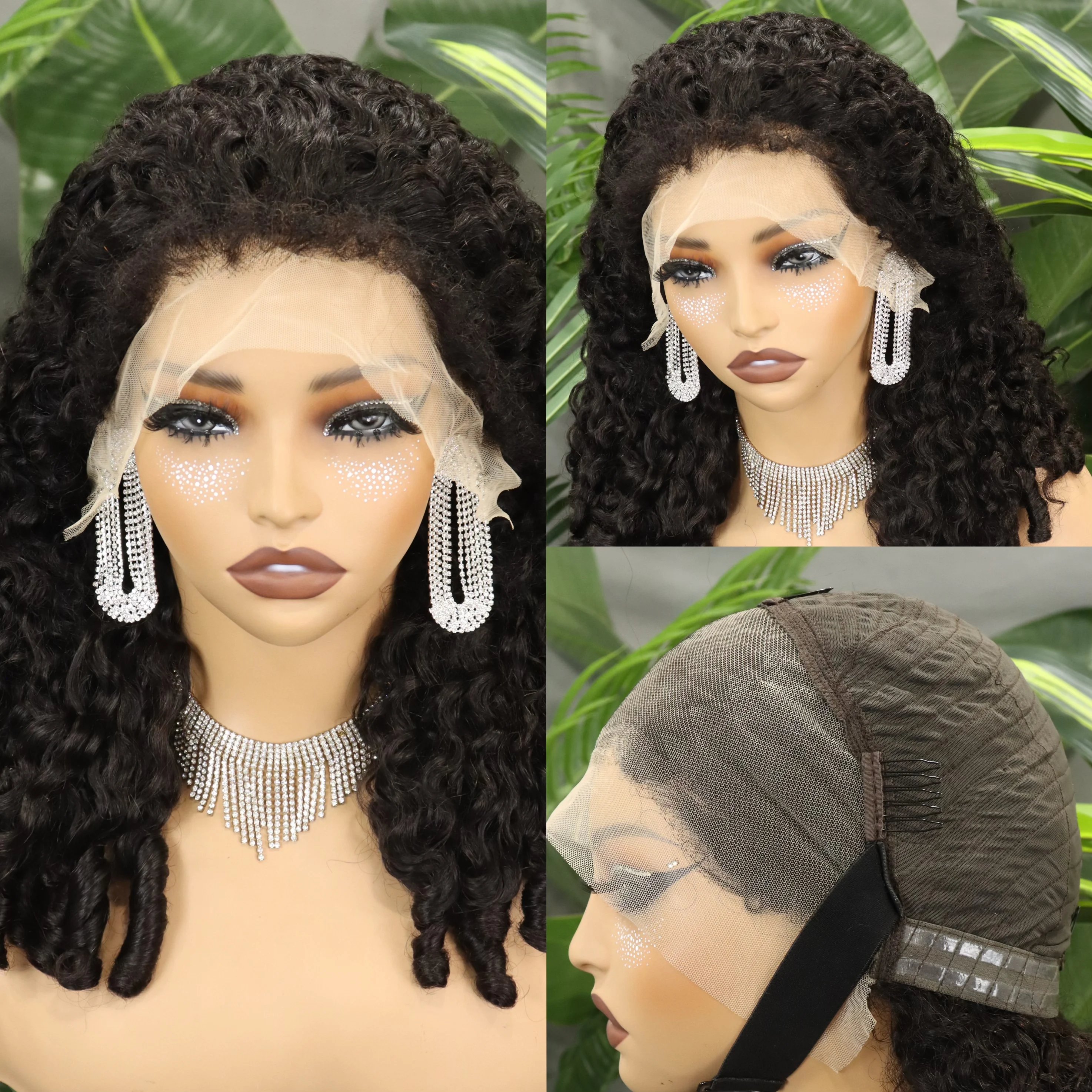 

200% Burmaese Curly Glueless Lace Wig For Women 13x4 Frontal Brazilian Wave Human Hair Wig Pre Plucked Hairline