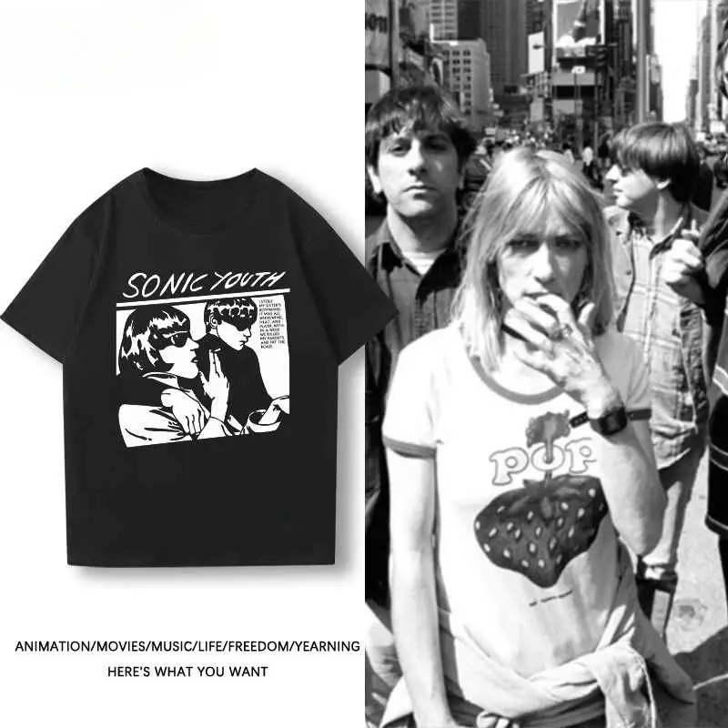

Новинка 2024, футболка Sonic Youth ort Sve, ультра облегающая мужская и женская футболка с воротником Генри, молодежная мода