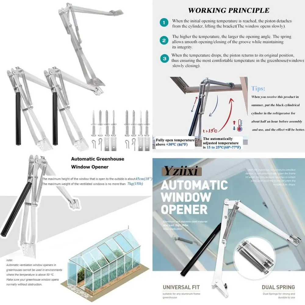 

Двойной пружинный открыватель для теплиц на солнечной энергии, подъемник 15 фунтов, для автоматической вентиляции крыши и окон в садах