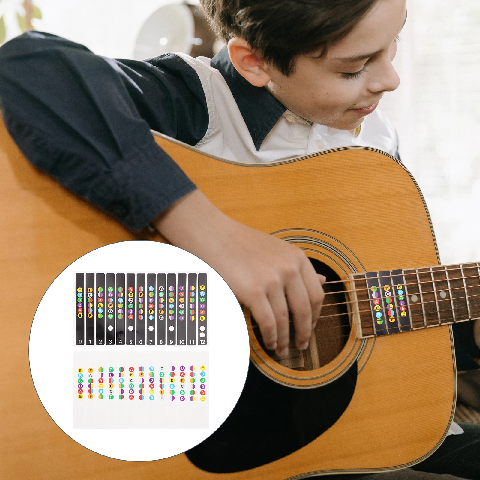 

6 Pcs Guitar Fretboard Stickers Fingerboard Markers Acoustic Note Labels Bass Learning Inlay Pvc Self-adhesive Training