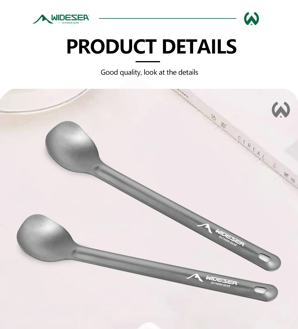 WIDESEA Campinglöffel aus Aluminium mit langem Griff, 20 g, leicht, tragbar, Outdoor-Ausrüstung – Detail 4