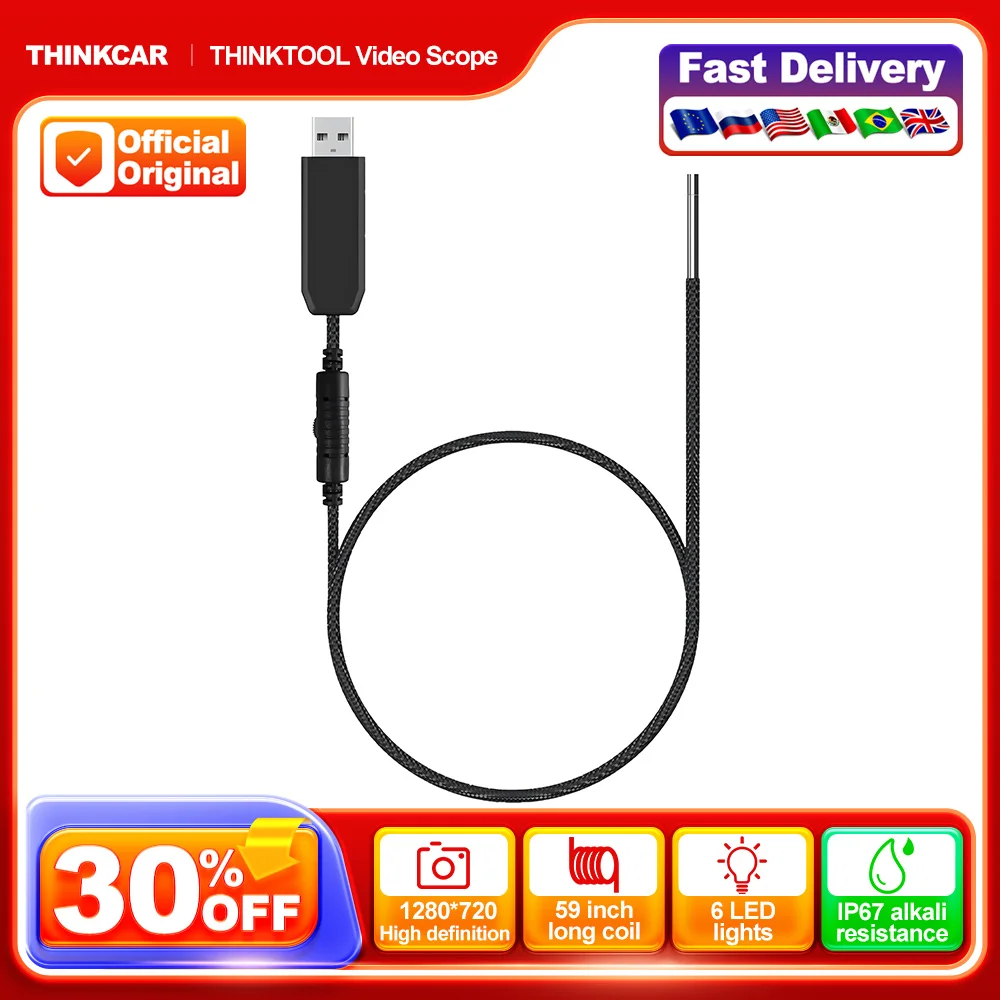 

59 inch USB Video Inspection Endoscope with LED Light for THINKSCAN 689BT MUCAR VO8 VO7S THINKTOOL MINI Car Diagnostic Equipment