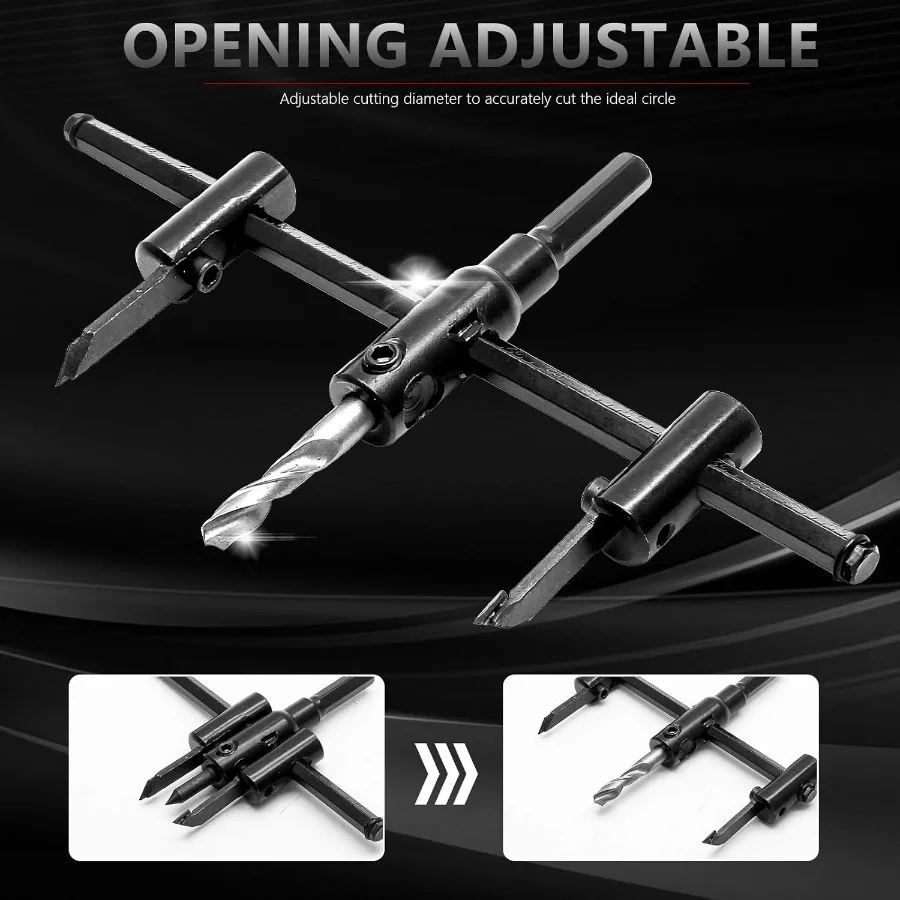 13 16 to 77 8 Adjustable Hole Saw Circle Hole Cutter Drill Bit for Woodworking and Drywall Installation Heavy Duty Round Cuttin