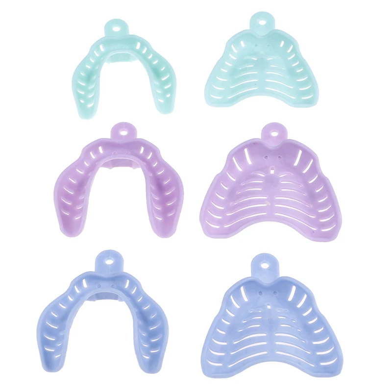 6Pcs Disposable Plastic Dental Impression Trays Teeth Holder Dental Clinic Oral Taking Mold Auxiliary Tool