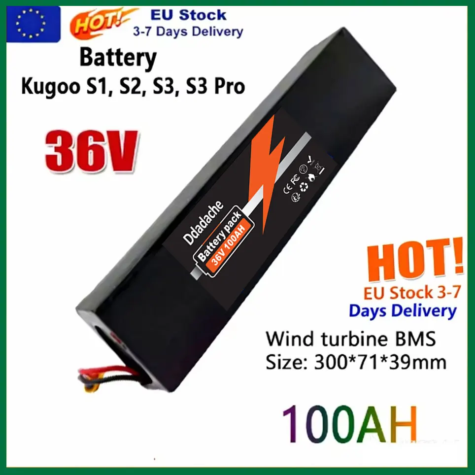 Batterie Li-ion rechargeable 36V 100000mAh 10S3P 18650, 1000W, adaptée aux scooters Kugoo S1, S2, S3, BMS intégré
