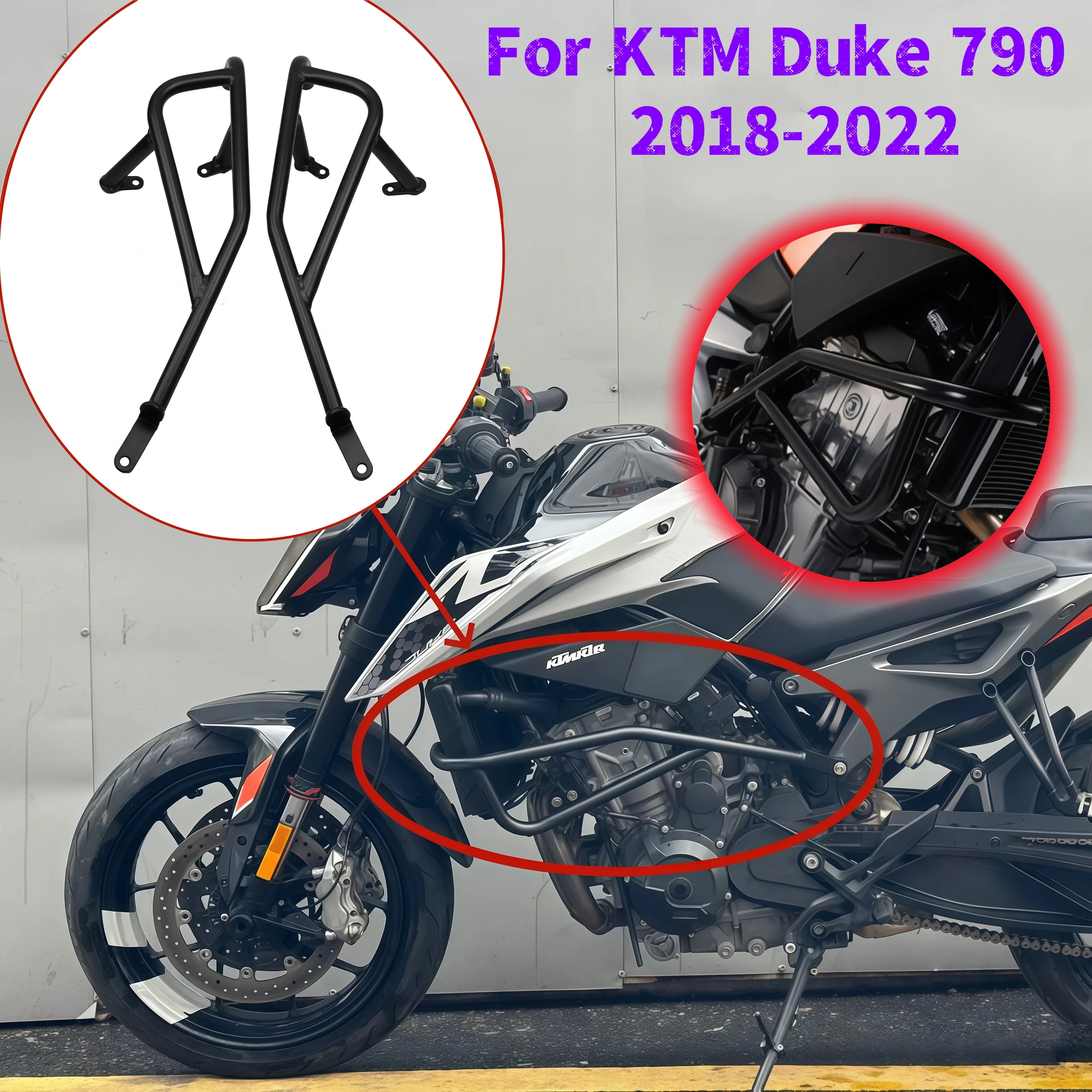 

Motorcycle Engine Guard Highway Crash Bars Bumper Anti Drop Bar Tank Protector For KTM Duke 790 Duke790 2018-2022 Accessories