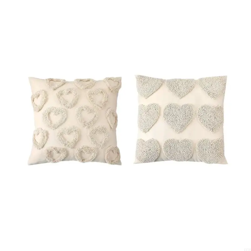 

4X7B Throw Pillow Covers Heart Love Decorative Cushion Case For Sofa And Couch Decoration Valentines Day Gift 18x18Inch