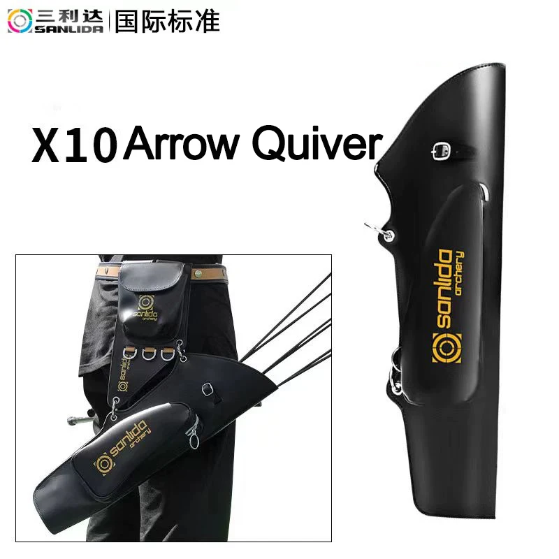 

SANLIDA X10 Arrow Quiver Length Adjustable Belt Finger Tab Bag Genuine Leather Arrow Holder Target Archery Outdoor Sports Gear