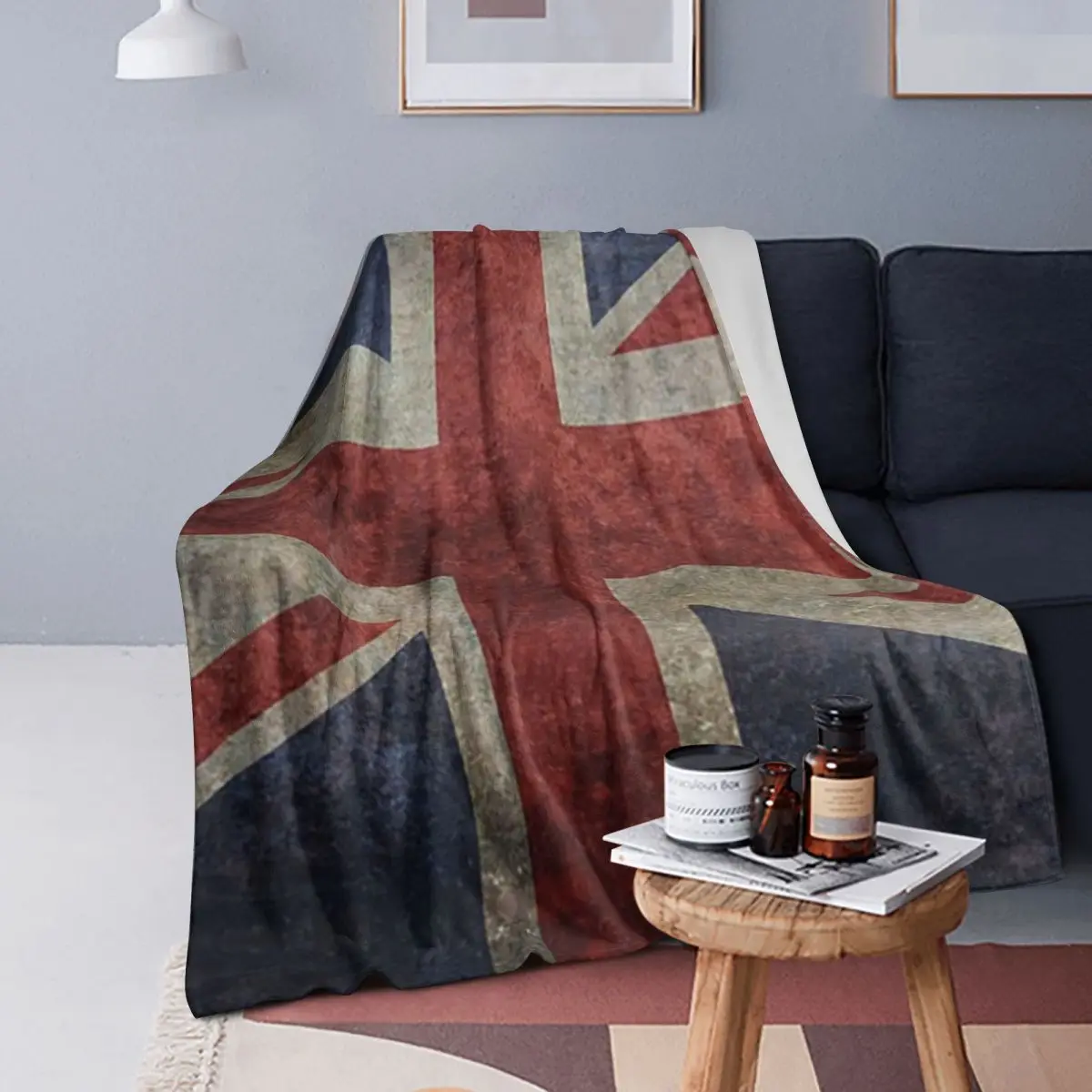 Vintage UK British Flag Sherpa Blanket Soft Warm Flannel Throw Blanket Bedding for Bed Living room Picnic Travel Home Couch