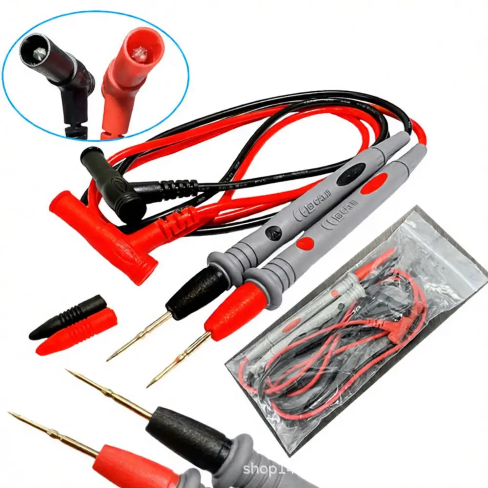 Universal Digital Meter Test Leads 20A Sharp Gold Plated Probes With Alligator Clips Flexible Cable Testing Accessories