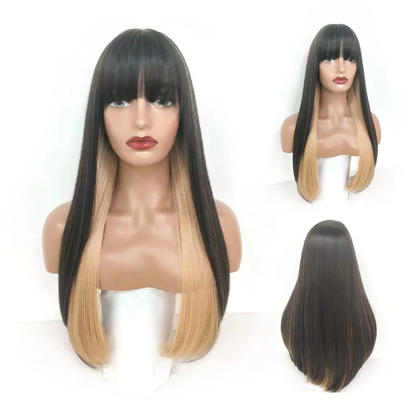 

Blonde wig female long hair lolita sweet and cute wig cover natural whole new JK full head cover