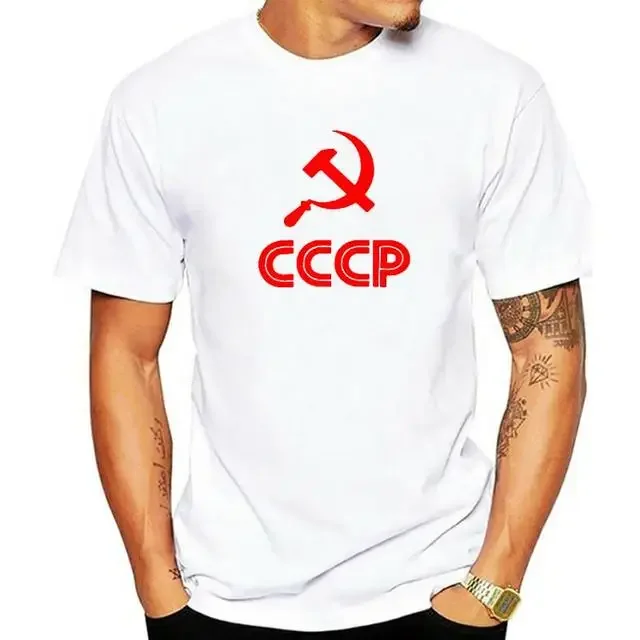 Men Cotton T-Shirt Summer Classic CCCP Russian T Shirts USSR Soviet Union Man Short Sleeve Shirt Moscow Male Tees O Neck Tops